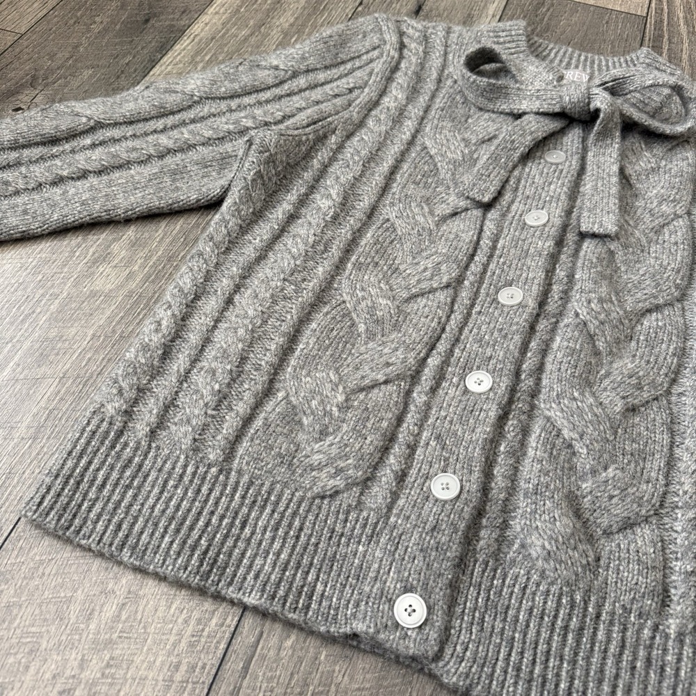 J.Crew Cardigan Coquette Sweater Gray Wool Alpaca Blend Cottage Preppy Womens M - Picture 15 of 16